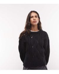 Monki - Boxy Cable Knit Sweater - Lyst