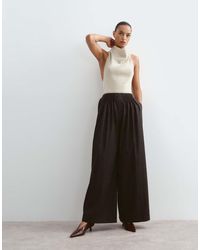ARRANGE - Broek Met Wijde Pijpen, Geplooide Taille En Ruit - Lyst