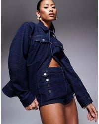 AFRM - Dark Denim Hot Pants - Lyst