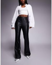 ONLY - Seam Detail Faux Leather Flare Trousers - Lyst