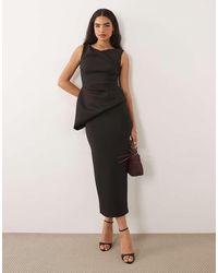 ASOS - Drape Asymmetric Midi Dress - Lyst