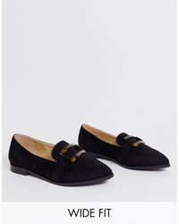 wide fit black loafers women's