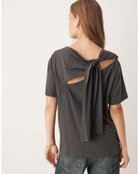 ASOS - T-Shirt Oversize Color Antracite Con Dettaglio Drappeggiato Incrociato Sul Retro - Lyst
