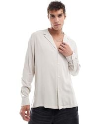 ASOS - Ruimvallend, Viscose Overhemd Met Diepe Reverskraag - Lyst