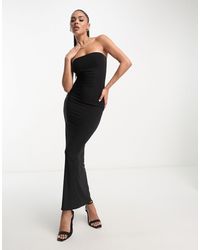 Fashionkilla - Vestito a fascia modellante midi nero - Lyst