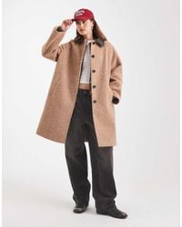 ASOS - Mid Length Brushed Car Coat With Contrast Collar - Lyst