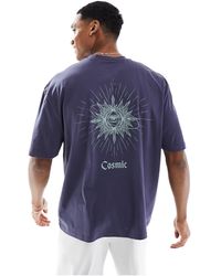 ASOS - T-shirt oversize scuro con stampa celestiale sul retro - Lyst