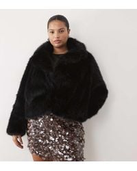 Forever New - Faux Fur Revere Collar Short Coat - Lyst