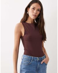 ASOS - Body Van Gladde Polyamide Met Racerhals En Open Achterkant - Lyst