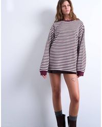 TOPSHOP - Gestreept Ruimvallend Skater-T-Shirt Met Lange Mouwen - Lyst