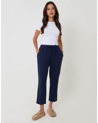 Threadbare - Petite Linen Blend Drawstring Waist Tapered Trousers - Lyst