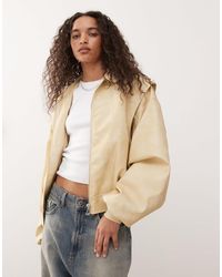 Lioness - Exclusive Vista Leather Look Contrast Stitch Bomber Jacket - Lyst
