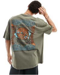 ASOS - T-shirt oversize pesante color slavato con stampa celestiale sul retro - Lyst