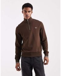 Fred Perry - Tipped Half Zip Sweatshirt - Lyst