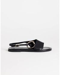 TOPSHOP - Mandy Round Toe Flat Sandal With Hardware - Lyst