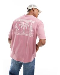 ASOS - Camiseta extragrande con estampado escénico en la espalda - Lyst