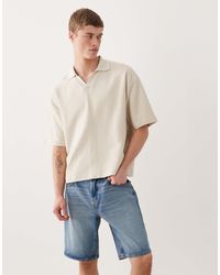 ASOS - Polo oversize coupe carrée en tissu ultra-épais texturé - beige - Lyst