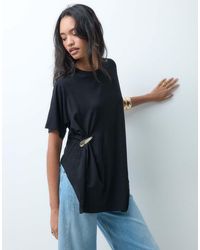ASOS - Oversized Drapey T-shirt With Hardware Detail - Lyst
