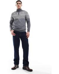 Threadbare - Threabare - pull à col zippé et motif jacquard - Lyst