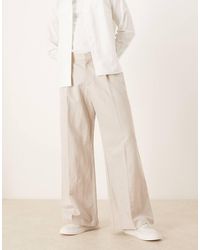 ASOS - Smart Pleated Linen Rich Loose Leg Pants - Lyst