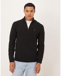 Polo Ralph Lauren - Icon Logo Wool Cable Knit Half Zip Jumper - Lyst