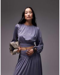 ASOS - Co-ord Slinky Drape Balloon Sleeve Top With Tie Back Detail - Lyst