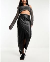 ASOS - Faux Leather Maxi Skirt With Front Split - Lyst