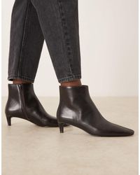 Mango - 100% Leather Kitten Heel Ankle Boots - Lyst