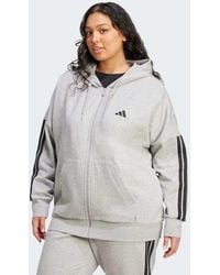 adidas Originals - Sudadera De Felpa Con Capucha, Cremallera Y 3 Bandas Essentials (Tallas Grandes) - Lyst