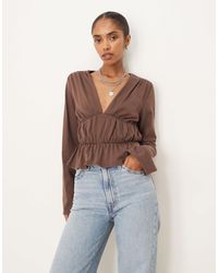ASOS - Long Sleeve Tee With Ruffle Detail - Lyst