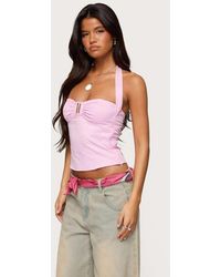 Edikted - Caitie Striped Buckle Halter Top - Lyst