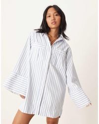 ASOS - Asos Design Petite Mini Shirt Dress With Wide Cuffs And Oversized Pockets - Lyst