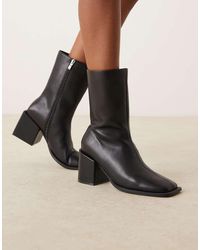 Glamorous - Block Heel Square Toe Boots - Lyst