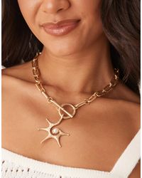 ASOS - – e halskette mit stacheligem sonnenanhänger und t-steg-detail - Lyst