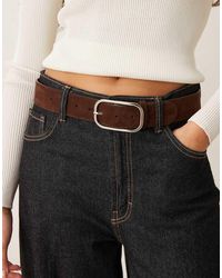 ASOS - Riem Van Bruin Imitatiesuède Met Langwerpige Gesp - Lyst