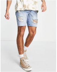 TOPMAN Carpenter Denim Shorts in Blue 