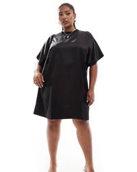 ASOS - Vestido Corto Estilo Camiseta Extragrande De Satén De Asos Design Curve - Lyst