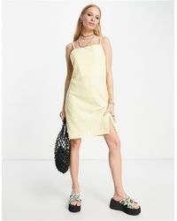 ONLY - Exclusive Linen Look High Neck Side Split Mini Dress - Lyst
