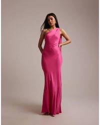 Maids To Measure - Bridesmaid Satin One Shoulder Scarf Drape Detail Maxi Dress - Lyst