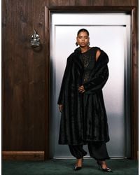 ASOS - Asos Design Curve Longline Faux Fur Car Coat - Lyst
