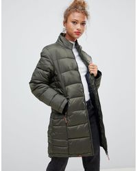 Blend She Dodi Tube Quilted Longline Coat - Green
