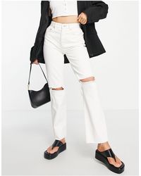 ASOS - Jeans dritti bianchi stile anni '90 con strappi sulle ginocchia e fondo grezzo - Lyst