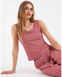 Pieces - Sleeveless Gingham Top - Lyst