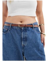 ASOS - Asos Design Curve Skinny Waist And Hip Jeans Belt-brown - Lyst