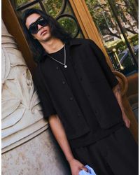 Bershka - Pleated Short Sleeve Boxy Shirt - Lyst
