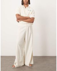 ASOS - Smart Extreme Wide Leg Linen Blend Trousers With Front Pleat - Lyst