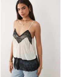 Miss Selfridge - Sheer Knit Cami Top With Contrast Lace - Lyst