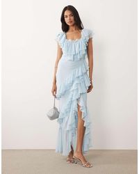ASOS - Ruffle Maxi Dress With Lace Trim - Lyst