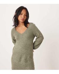 JDY Petite - V-neck Knitted Mini Dress - Lyst