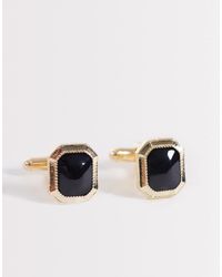 ASOS - Stone With Textured Detail Edge Cufflinks - Lyst
